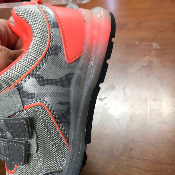 Carters Silver/Orange Toddler Light up Velcro Shoe - Picture 5 of 7